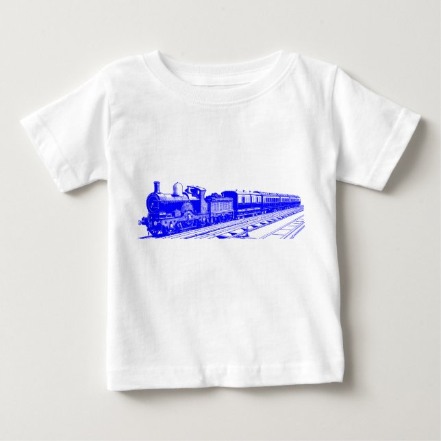 Camiseta De Bebé Tren de cosecha - Azul (Anverso)