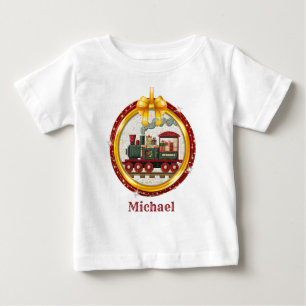 Camiseta De Bebé Tren de Navidad para Niños y Pequeños I Nombre Per