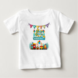 Camiseta De Bebé Tren Feliz Cumpleaños Con Deseos De Animales Cutos