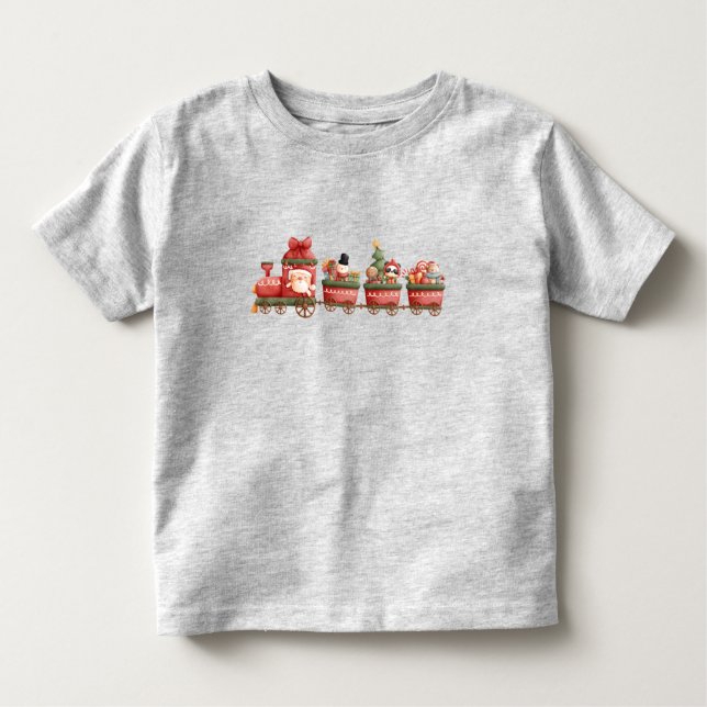 Camiseta De Bebé Tren navideño bonito con juguetes (Anverso)