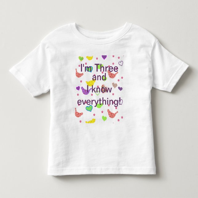 Camiseta De Bebé Tres años lo saben todo (Anverso)