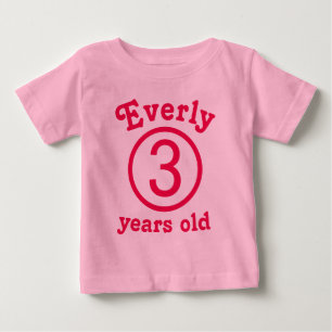 Camiseta De Bebé Tres Años Personalizado Rosa