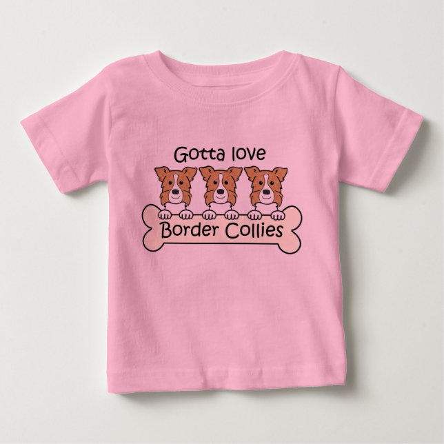 Camiseta De Bebé Tres borderes collies (Anverso)