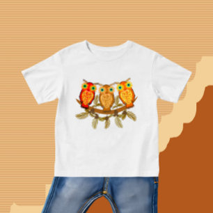 Camiseta De Bebé Tres búhos