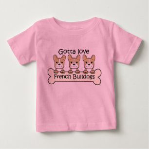 Camiseta De Bebé Tres bulldoges franceses