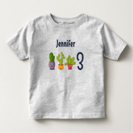 Camiseta De Bebé Tres cactus en macetas de flores Cumpleaños divert