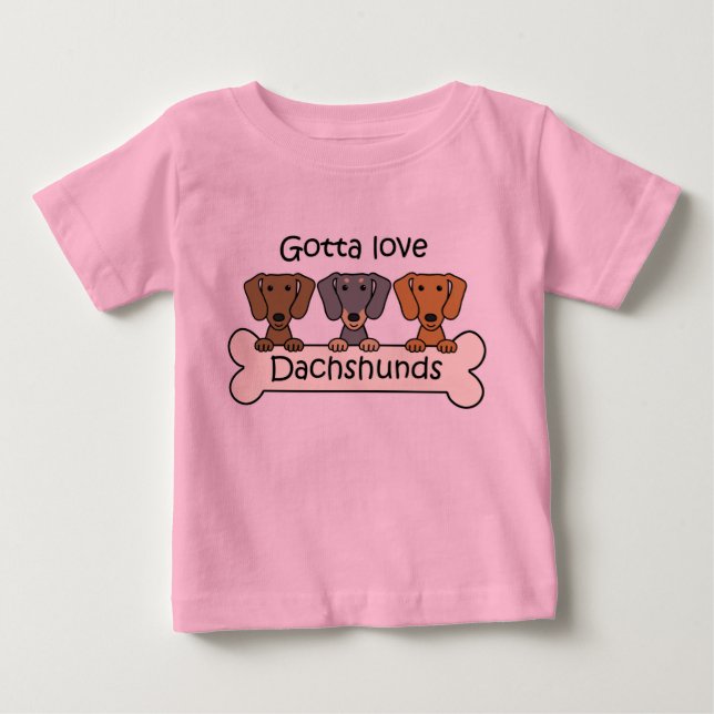 Camiseta De Bebé Tres Dachshunds (Anverso)
