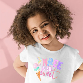 Camiseta De Bebé Tres es tan dulce helado verano tercer cumpleaños