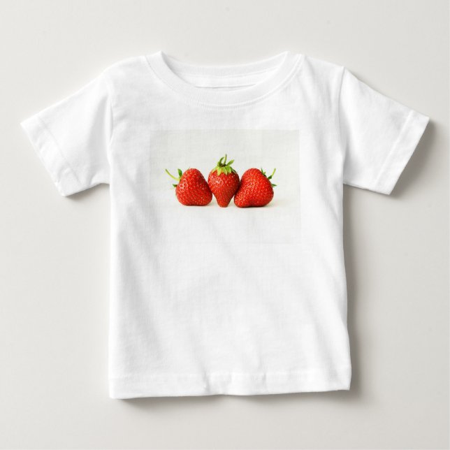 Camiseta De Bebé Tres fresas sobre el iccna blanco (Anverso)