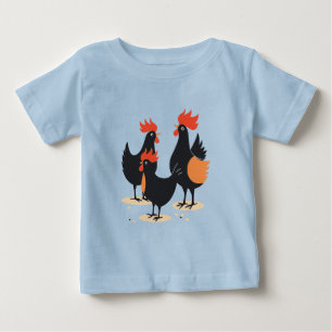 Camiseta De Bebé Tres gallinas francesas retro a mediados del siglo