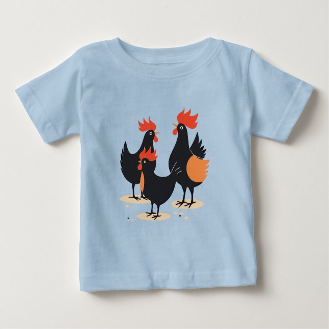 Camiseta De Bebé Tres gallinas francesas retro a mediados del siglo (Anverso)