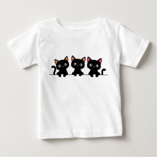 Camiseta De Bebé Tres lindos gatos de dibujos animados negros