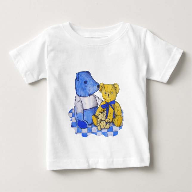 Camiseta De Bebé tres lindos osos de peluche picnic lindo cuadro (Anverso)