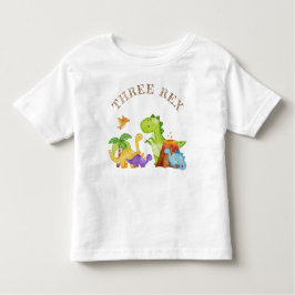 Camiseta De Bebé Tres niños Rex Dinosaurio 3 Fiesta de cumpleaños
