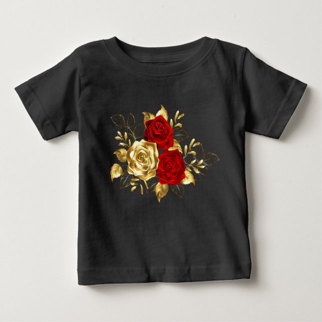 Camiseta De Bebé Tres Rosas Joyas (Anverso)