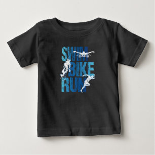 Camiseta De Bebé Triatlón - Huida en bicicleta de natación