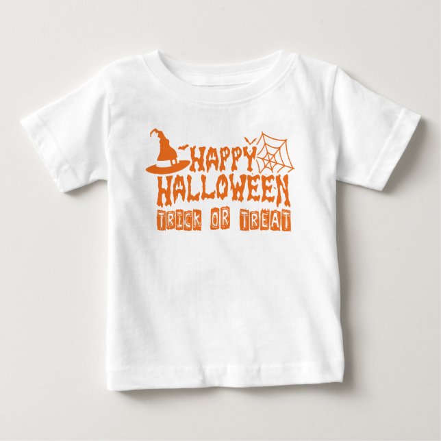 Camiseta De Bebé Trick o regalo de Halloween feliz y agudo (Anverso)