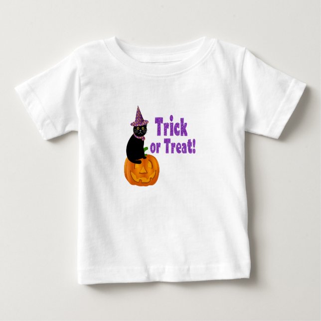 Camiseta De Bebé Trick o tratamiento de bebé con Purpurina morado (Anverso)