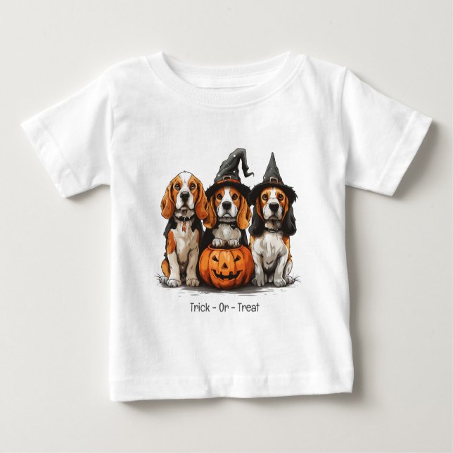 Camiseta De Bebé Trick O Treat Halloween Beagle Dogs (Anverso)