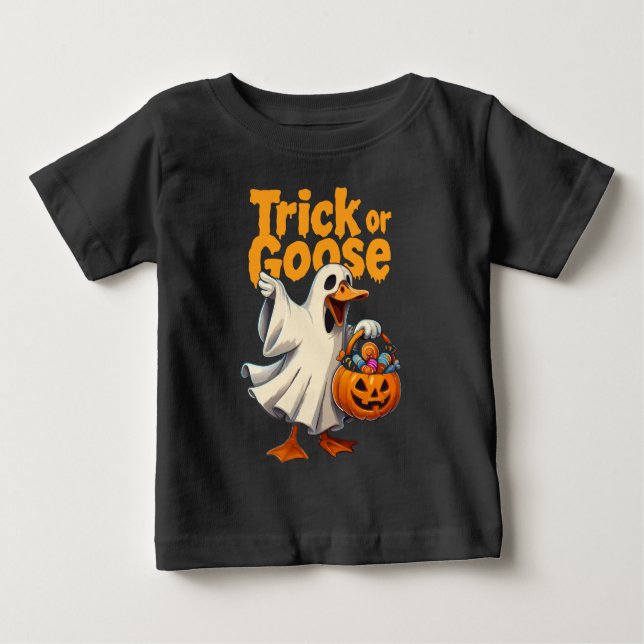 Camiseta De Bebé Trick or Goose Halloween Goose (Anverso)