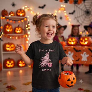 Camiseta De Bebé Trick or Treat Coqueta Fantasma Rosa Nombre Person