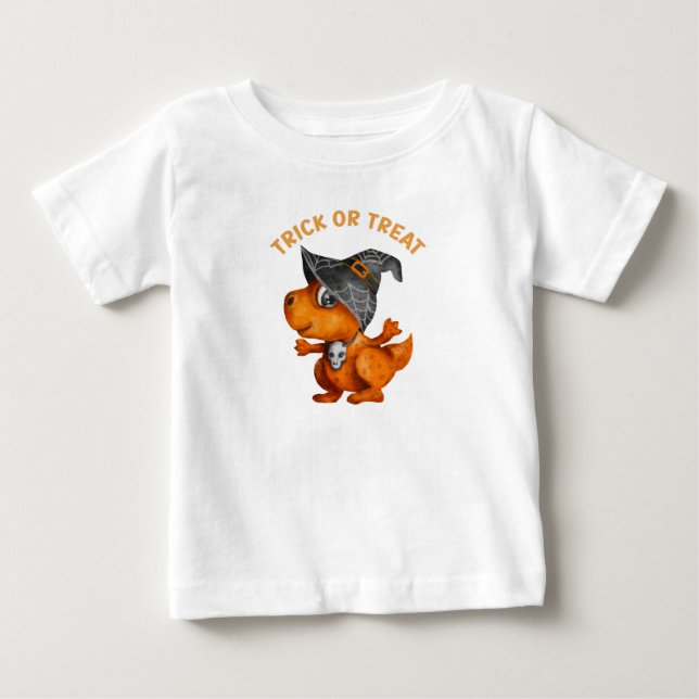 Camiseta De Bebé Trick or Treat cute dinosaur (Anverso)