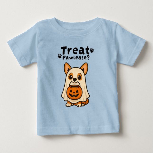 Camiseta De Bebé Trick Trick Trete Corgi Dog Ghost (Anverso)