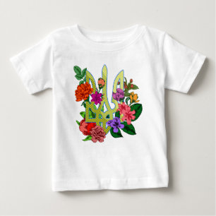 Camiseta De Bebé tridente tryzub de la heráldica ucraniana flores f