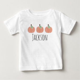 Camiseta De Bebé Trío de calabazas de gingham naranja para niños