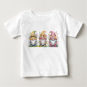 Camiseta De Bebé Trío de gnomos de acuarela de primavera con sombre