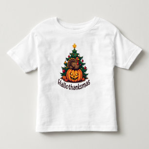 Camiseta De Bebé Trío de Hallothanksmas: Calabaza, Turquía y Navida
