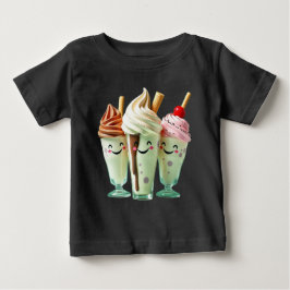 Camiseta De Bebé Trío de helados Kawaii Personajes de postres lindo