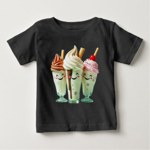 Camiseta De Bebé Trío de helados Kawaii Personajes de postres lindo