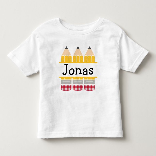 Camiseta De Bebé Trío de lápiz de papel personalizado de niño peque (Anverso)