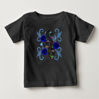 Camiseta De Bebé Triple Día Negro De Los Cránulos Muertos Rosas Azu