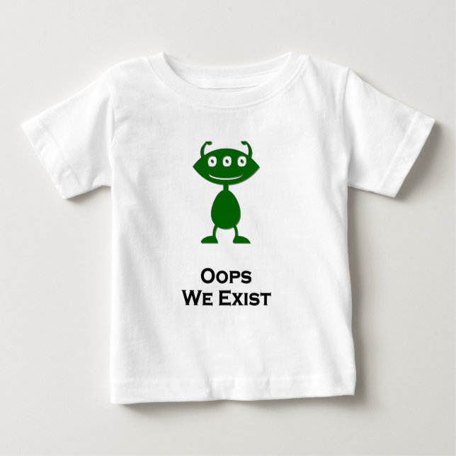 Camiseta De Bebé Triple Oops oculares Existimos verde (Anverso)