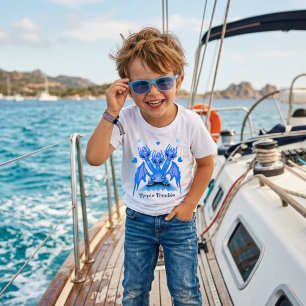 Camiseta De Bebé Triple Problema Lindo Dragón Azul de Tres Cabezas
