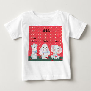 Camiseta De Bebé Triplets Tee Shirt para un niño en rojo con animal