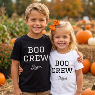 Camiseta De Bebé Tripulación Boo Halloween Monogramado