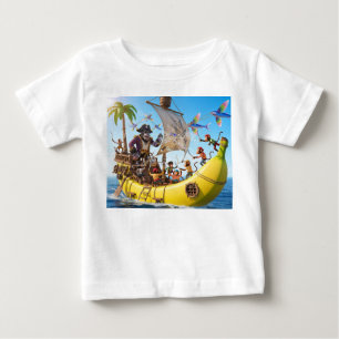 Camiseta De Bebé Tripulación de piratas monos navegando en un barco