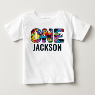 Camiseta De Bebé Tripulación de Sesame Street Patrón "Uno"