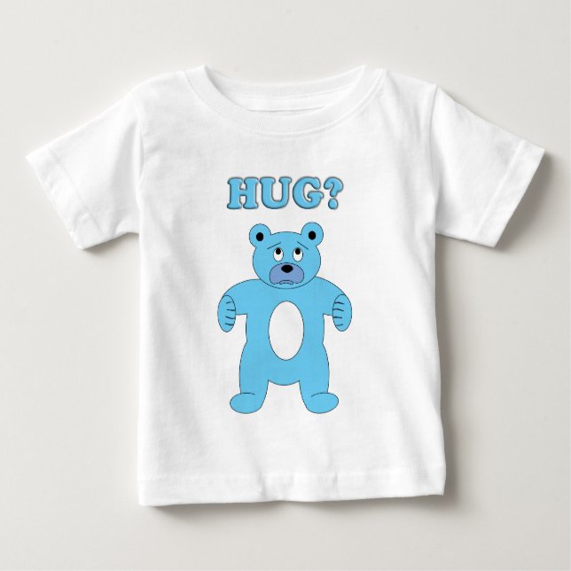 Camiseta De Bebé Triste Oso Azul - ¿Abrazo? (Anverso)