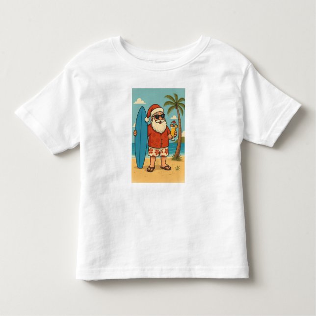 Camiseta De Bebé Tropical Santa Vibes T-Shirt | Cool Summer Christm (Anverso)