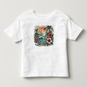 Camiseta De Bebé Trópico Tattoo Art Beach Paradise T-Shirt