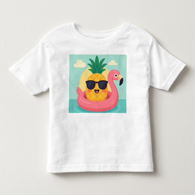Camiseta De Bebé Tropicool-Pineapple Flamingo Float Summer T-Shirt (Anverso)