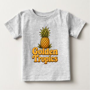 Camiseta De Bebé Trópicos Dorados Gráfico Retro Piña