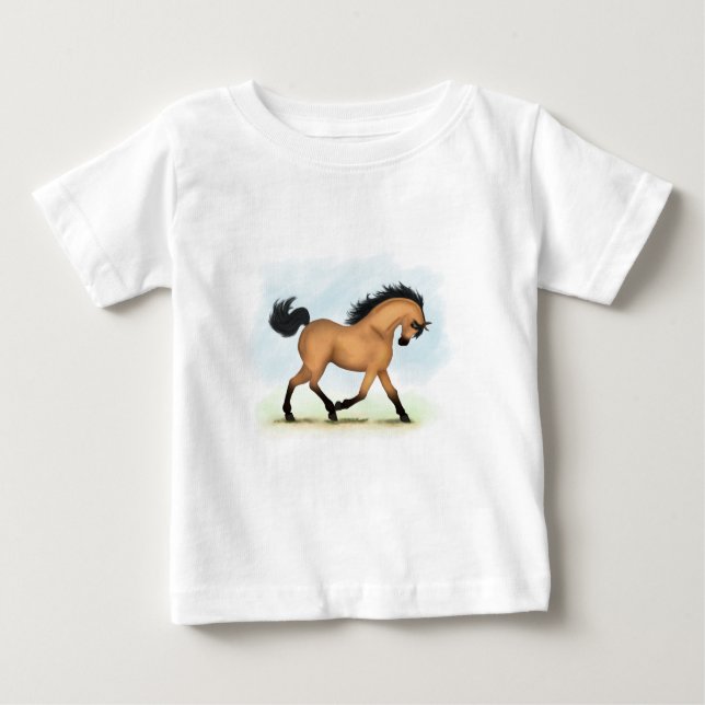 Camiseta De Bebé Trotting Buckskin Horse Ecuestres (Anverso)