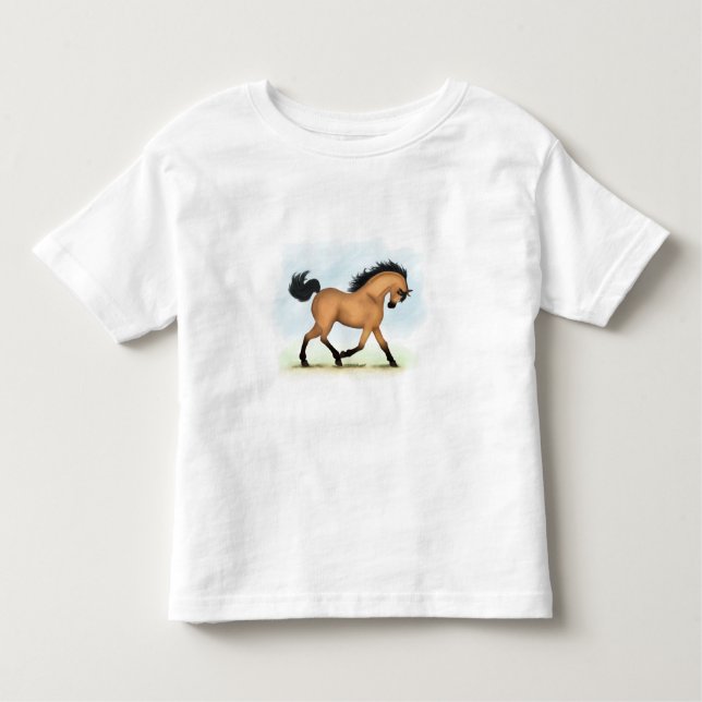 Camiseta De Bebé Trotting Buckskin Horse Ecuestres (Anverso)