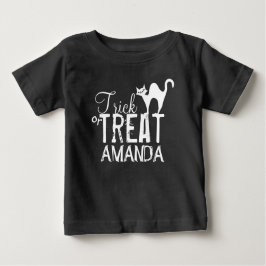 Camiseta De Bebé Truco De Halloween O Trate A Gato Negro Brillante