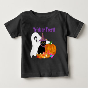 Camiseta De Bebé Truco malva de Purpurina morado o trata Halloween